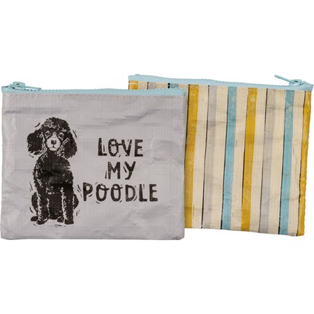 Love My Poodle Zipper Wallet - Post-Consumer Material, Plastic, Metal