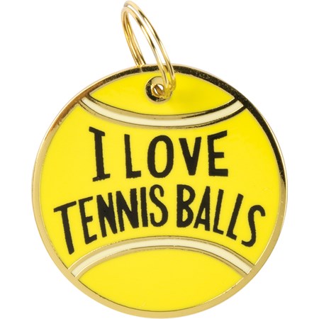 I Love Tennis Balls Collar Charm - Metal, Enamel, Paper