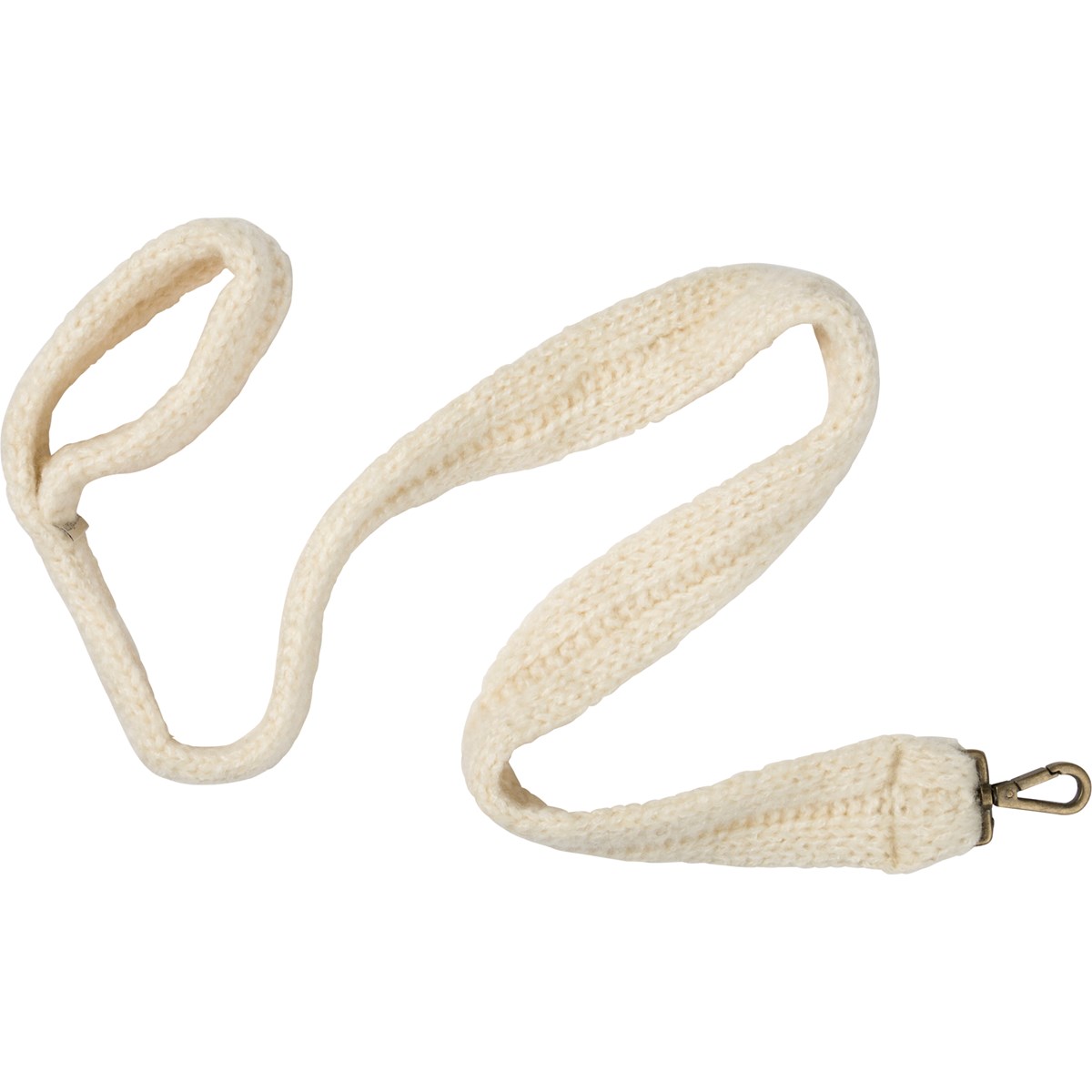 Cream Knitted Dog Leash - Wool, Metal