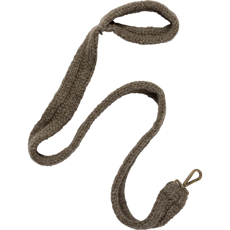 Gray Knitted Dog Leash - Wool, Metal