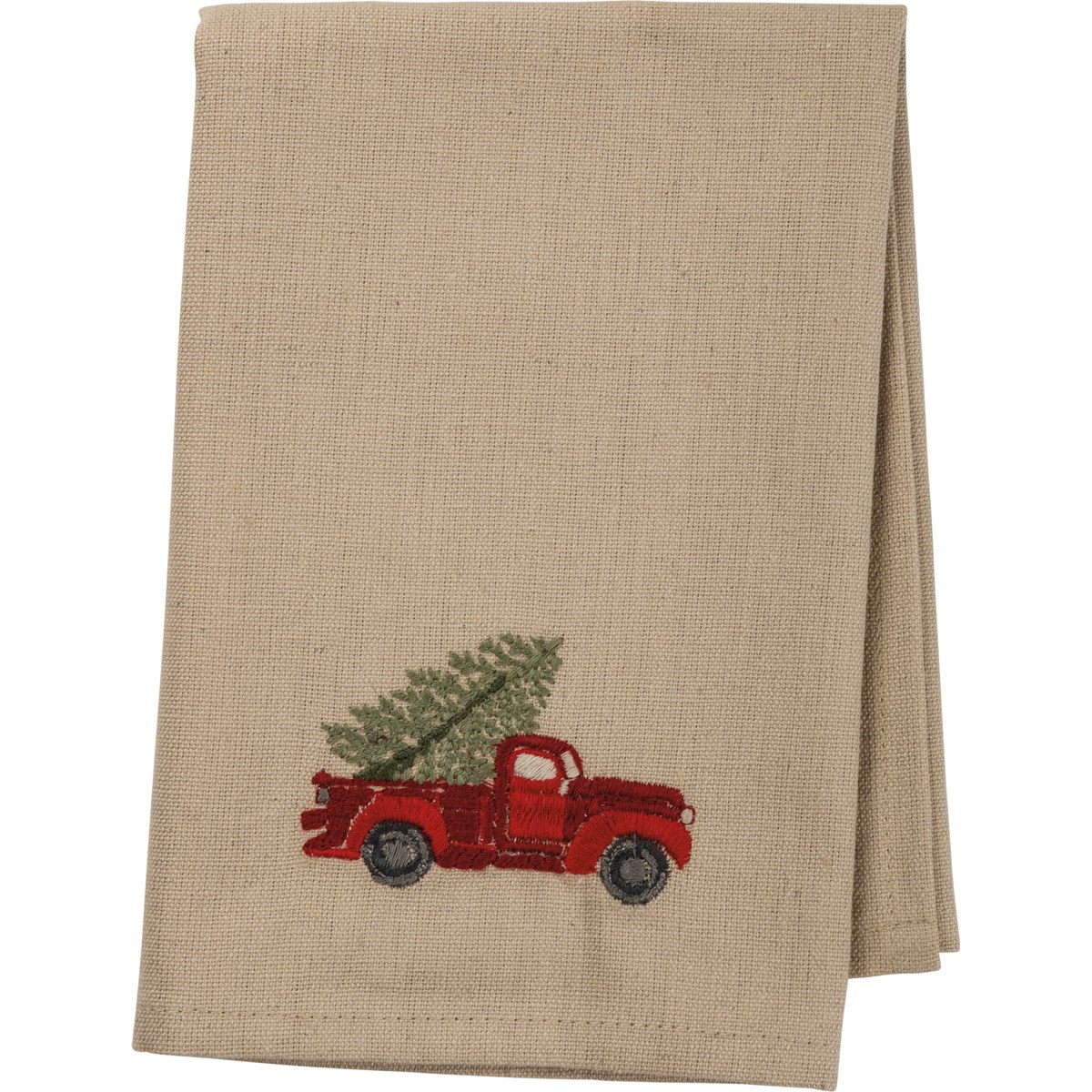 Red Truck With Tree Napkin Set - Cotton, Linen