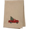 Red Truck With Tree Napkin Set - Cotton, Linen