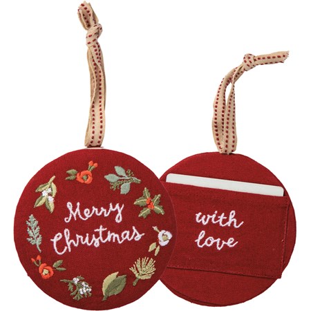 Merry Christmas With Love Ornament - Cotton, Linen