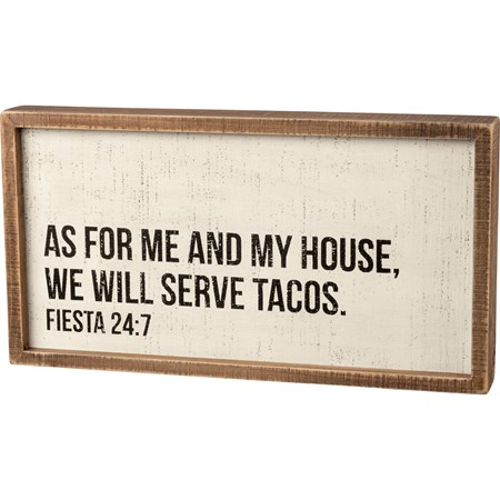 Inset Box Sign - We Will Serve Tacos - 15" x 8" x 1.75" - Wood