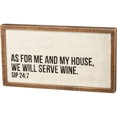 Inset Box Sign - We Will Serve Wine - 20" x 10.75" x 1.75" - Wood