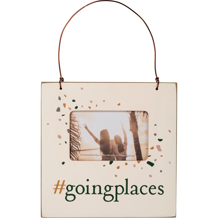 Mini Frame - #goingplaces - 4.50" x 4.50" x 0.25", Fits 3" x 2" Photo - Wood, Plastic, Wire, Magnet