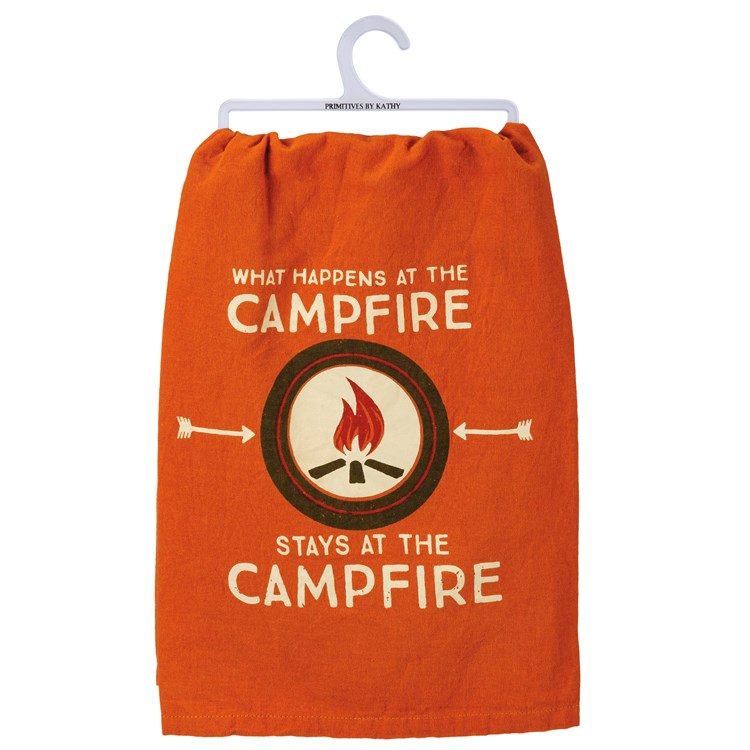 Kitchen Towel - What Happens At The Campfire - 28" x 28" - Cotton