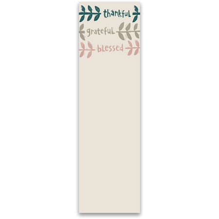 List Notepad - Thankful Grateful Blessed - 2.75" x 9.50" x 0.25" - Paper, Magnet