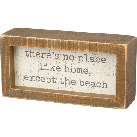 Inset Box Sign - No Place Like The Beach - 6" x 3" x 1.75" - Wood