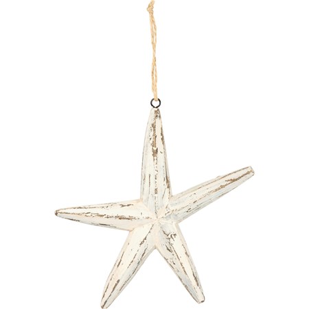 Hanging Decor - Starfish - 7" x 7" x 0.75" - Wood, Metal, Jute
