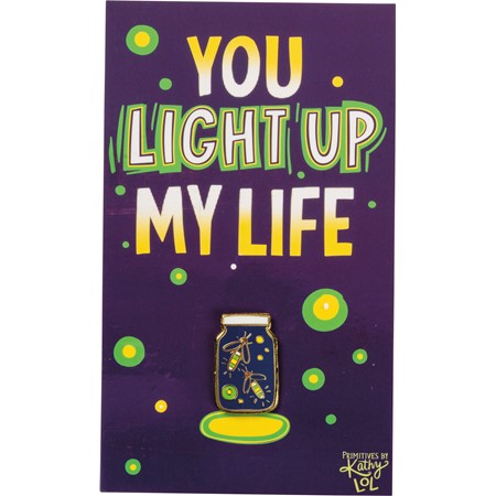 Enamel Pin - Fireflies - You Light Up My Life - Pin: 0.75" x 1", Card: 3" x 5" - Metal, Enamel, Paper