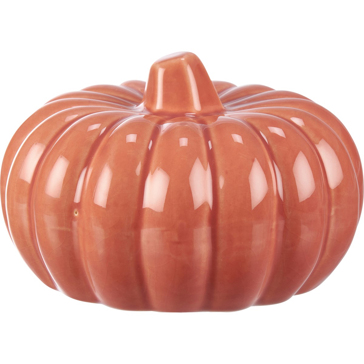 Medium Orange Ceramic Pumpkin - Ceramic