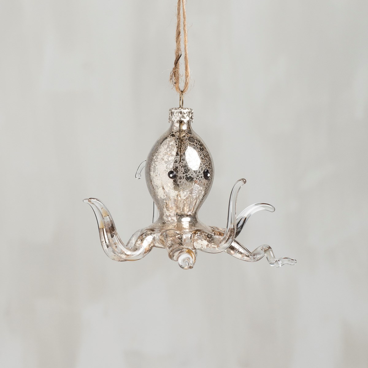 Glass Ornament - Baby Octopus - 3.75" x 2.50" x 4" - Glass, Metal