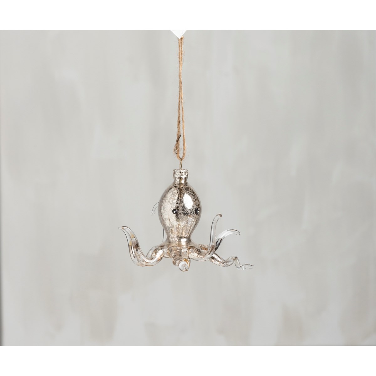 Glass Ornament - Baby Octopus - 3.75" x 2.50" x 4" - Glass, Metal