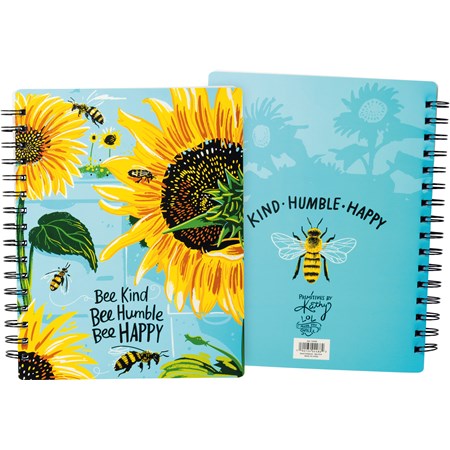 Bee Kind Bee Humble Bee Happy Spiral Notebook - Paper, Metal
