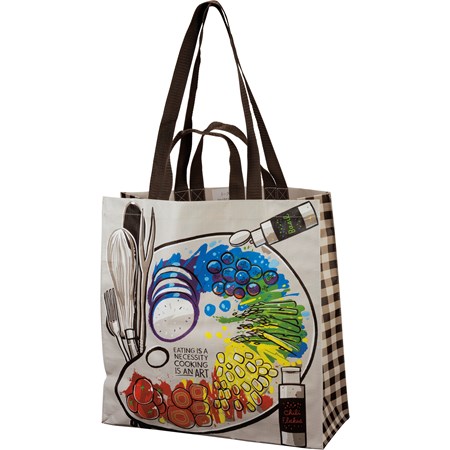 Eating Is Necessity Cooking Is Art Market Tote - Post-Consumer Material, Nylon