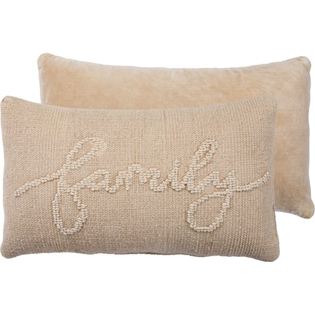 Pillow - Family - 19" x 12" - Cotton, Velvet, Zipper