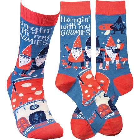 Socks - Hangin' With My Gnomies - One Size Fits Most - Cotton, Nylon, Spandex