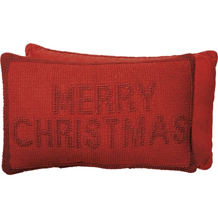 Pillow - Merry Christmas - 19" x 12" - Cotton, Velvet, Zipper