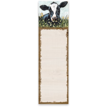 List Notepad - Cow - 2.75" x 9.50" x 0.25" - Paper, Magnet