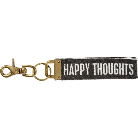 Keychain - Happy Thoughts - 8.75" x 1.50" - Canvas, Metal