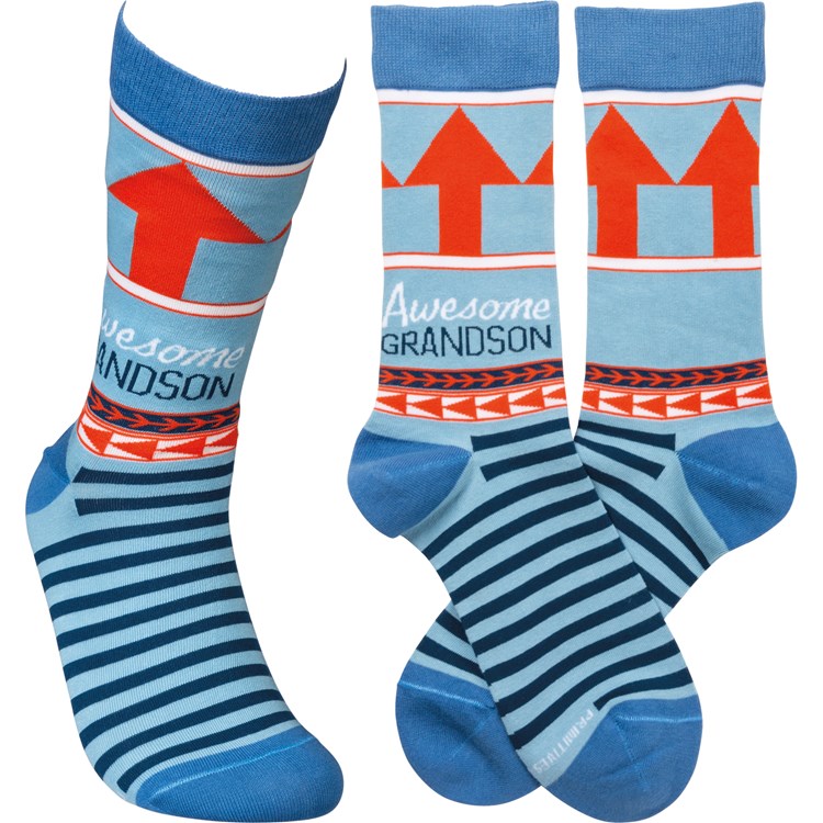 Awesome Grandson Socks - Cotton, Nylon, Spandex