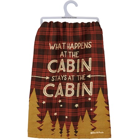 Kitchen Towel - What Happens At The Cabin - 28" x 28" - Cotton