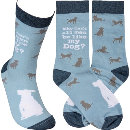 Socks - Why Can't All Men Be Like My Dog - One Size Fits Most - Cotton, Nylon, Spandex
