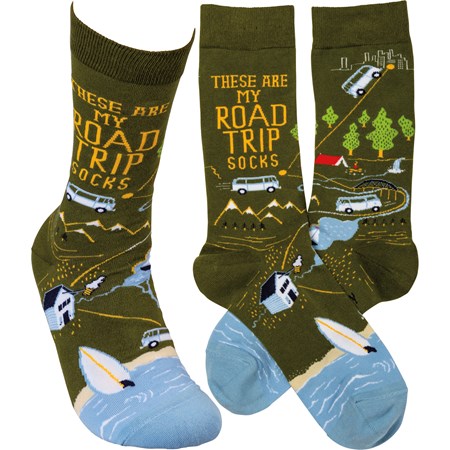 These Are My Road Trip Socks - Cotton, Nylon, Spandex