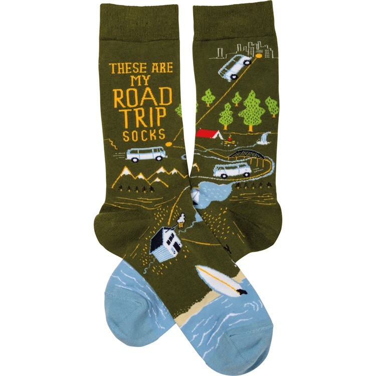 Socks - These Are My Road Trip Socks - One Size Fits Most - Cotton, Nylon, Spandex