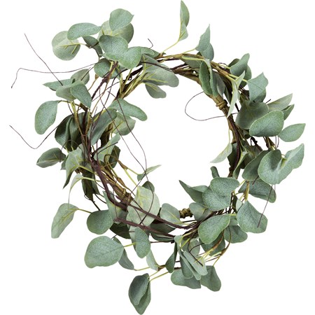 Candle Ring - Eucalyptus - 14" Outside Diameter - Plastic, Fabric, Wire