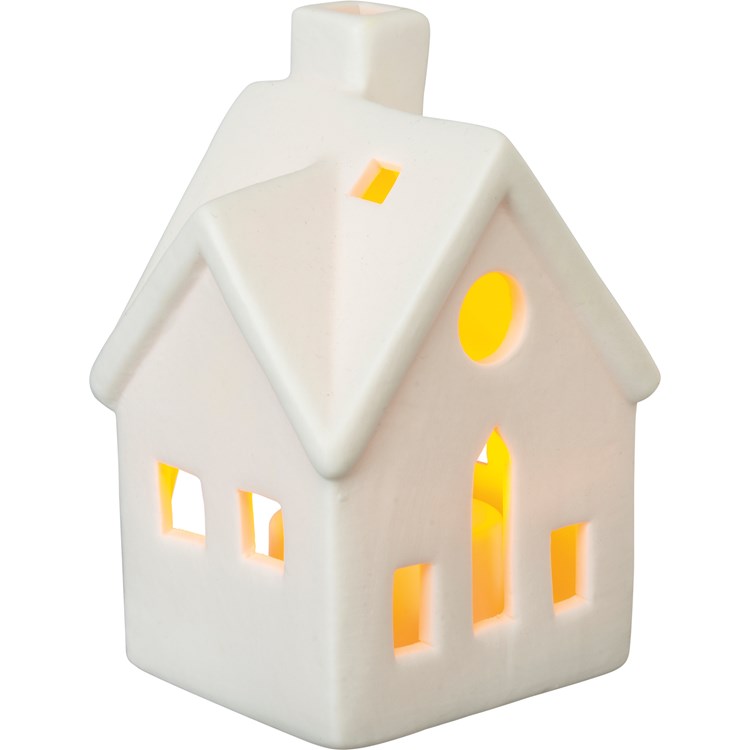Small House Candle Holder Set - Stoneware