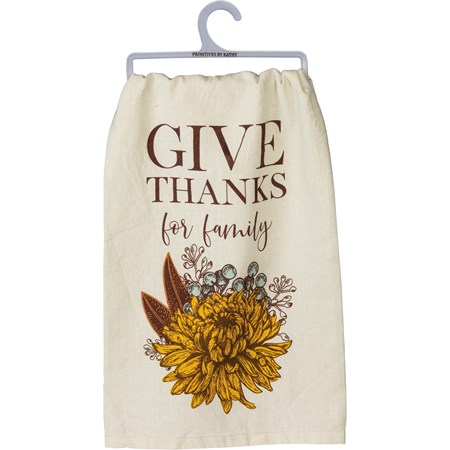 Kitchen Towel - Give Thanks For Family - 28" x 28" - Cotton