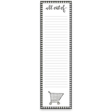 List Notepad - All Out Of - 2.75" x 9.50" x 0.25" - Paper, Magnet