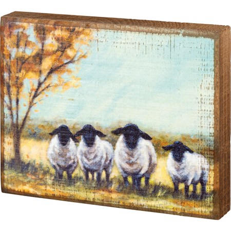 Block Sign - Sheep - 6" x 4.75" x 1" - Wood