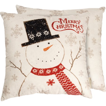 Pillow - Merry Christmas - 16" x 16" - Cotton, Zipper