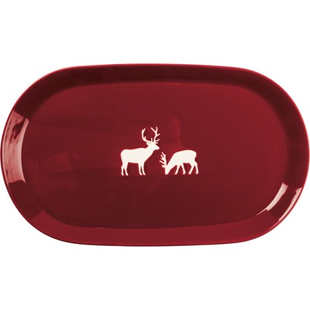 Deer Oval Platter - Stoneware