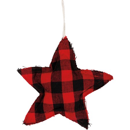 Red And Black Buffalo Check Star Ornament - Cotton