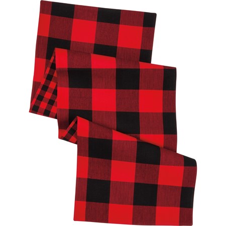 Runner - Red And Black Buffalo Check - 56" x 15" - Cotton
