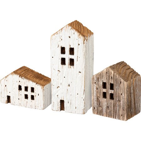 Rustic Houses Sitter Set - Wood