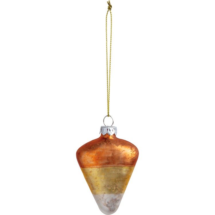 Glass Candy Corn Ornament - Glass, Metal, Glitter