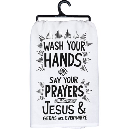 Kitchen Towel - Jesus & Germs Are Everywhere - 28" x 28" - Cotton