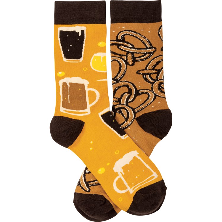 Beer And Pretzels Socks - Cotton, Nylon, Spandex