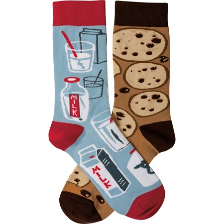Socks - Milk & Cookies - One Size Fits Most - Cotton, Nylon, Spandex