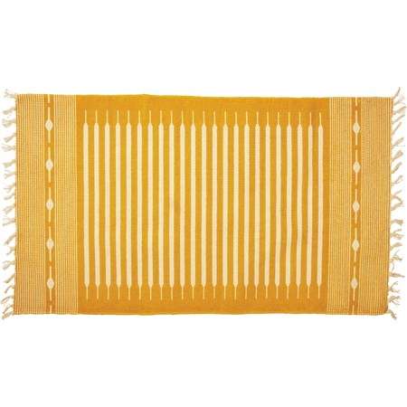 Saffron Stripe Rug - Cotton, Latex skid-resistant backing