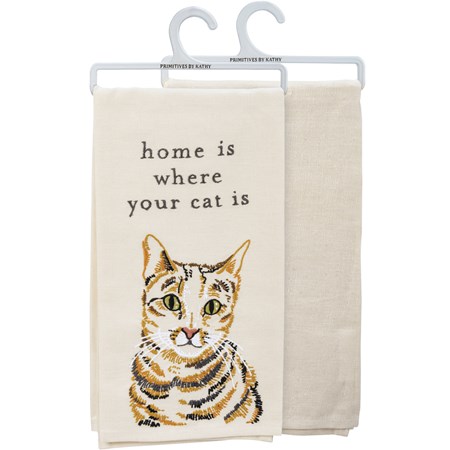 Kitchen Towel - Home Is Where Your Cat Is - 20" x 26" - Cotton, Linen