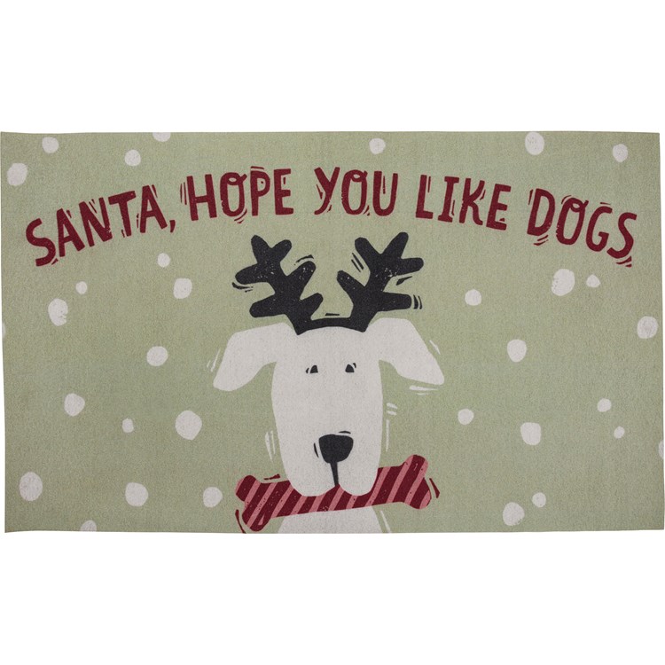 Santa Hope You Like Dogs Rug - Polyester, PVC skid-resistant backing