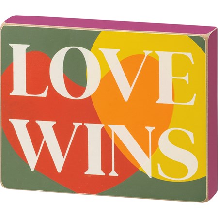 Love Wins Block Sign - Wood