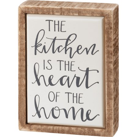 Box Sign Mini - Kitchen Is The Heart Of The Home - 3" x 4" x 1" - Wood