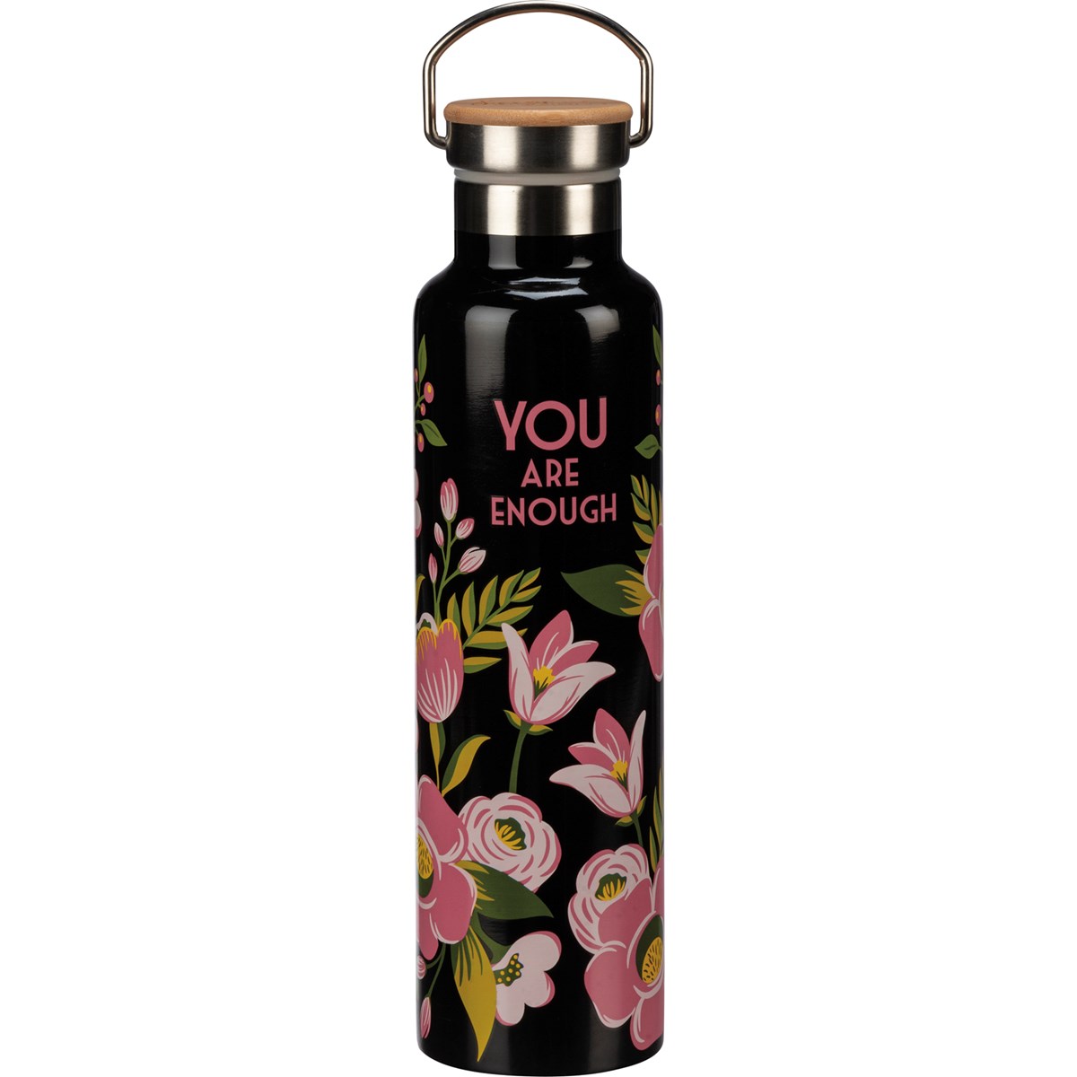 You Are Enough Insulated Bottle - Stainless Steel, Bamboo